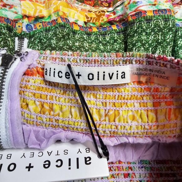 Alice + Olivia Womens 2 Jojo Printed Tiered Ruffle Boho Miniskirt NWT - Picture 7 of 14